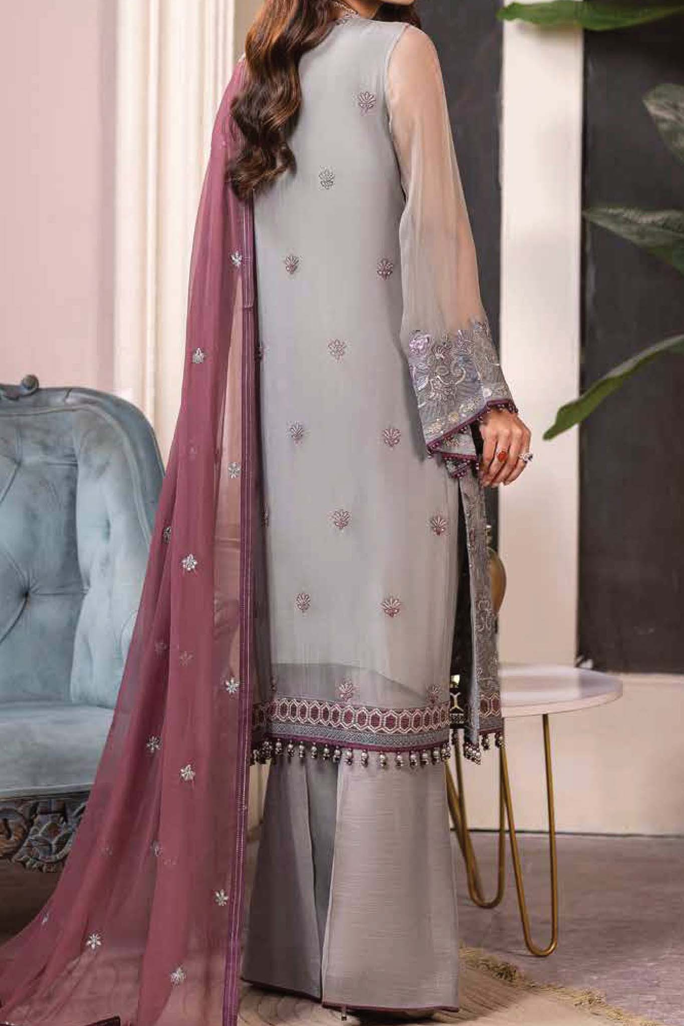 Haya by Flossie Unstitched 3 Piece Luxury Chiffon Vol-14 Collection'2023-K-1410-Mehsa