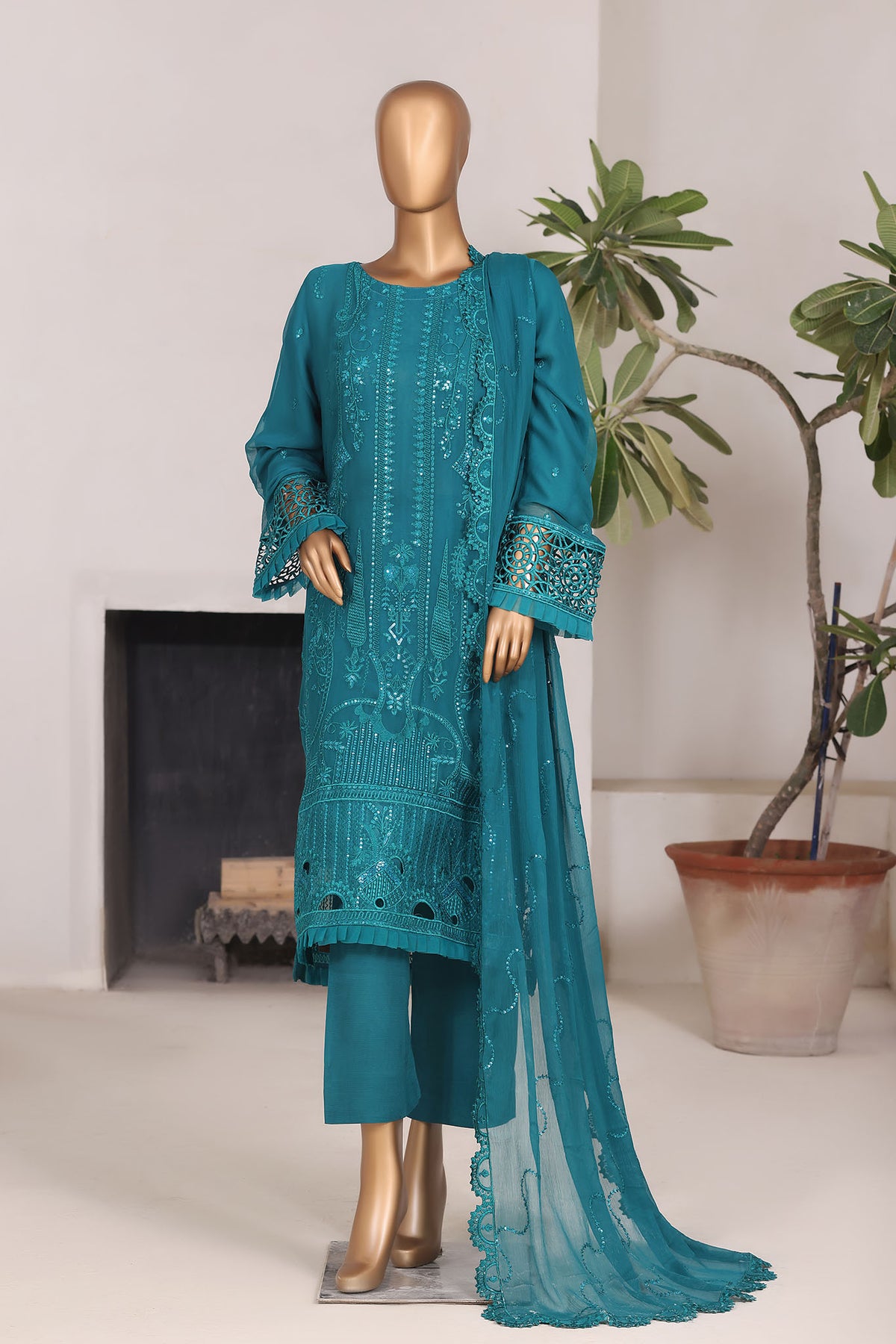 Khombi Stitched 3 Piece Luxury Formals Collection'2025-142-Ntg-New Semi