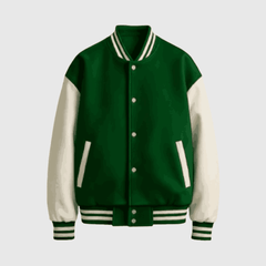 Mercato Green & White Varsity Baseball Jacket