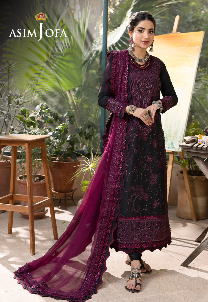 Asim Jofa Shadow Work '23 Ajsw-16 Embroidered Lawn Silk 3 Pcs