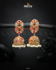 Navratna Elegance Earrings Fuchsia - Zeesy Jewellery