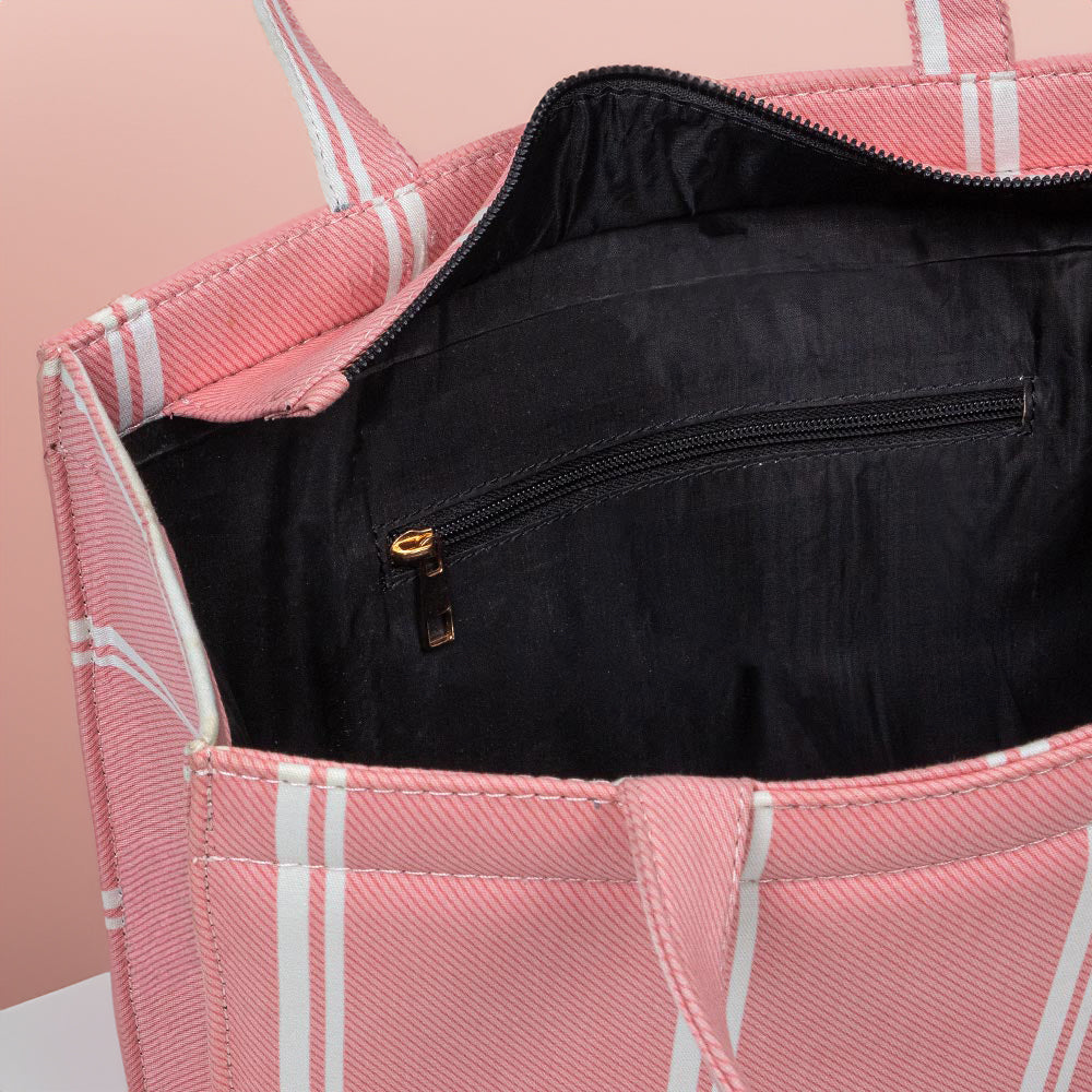 Fineur - Pink Breeze Striped Tote Canvas Bag