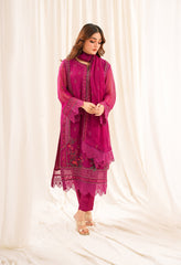 Zouj Unstitched 3 Piece Luxe Chiffon Edit Collection'2025-Magenta Magic