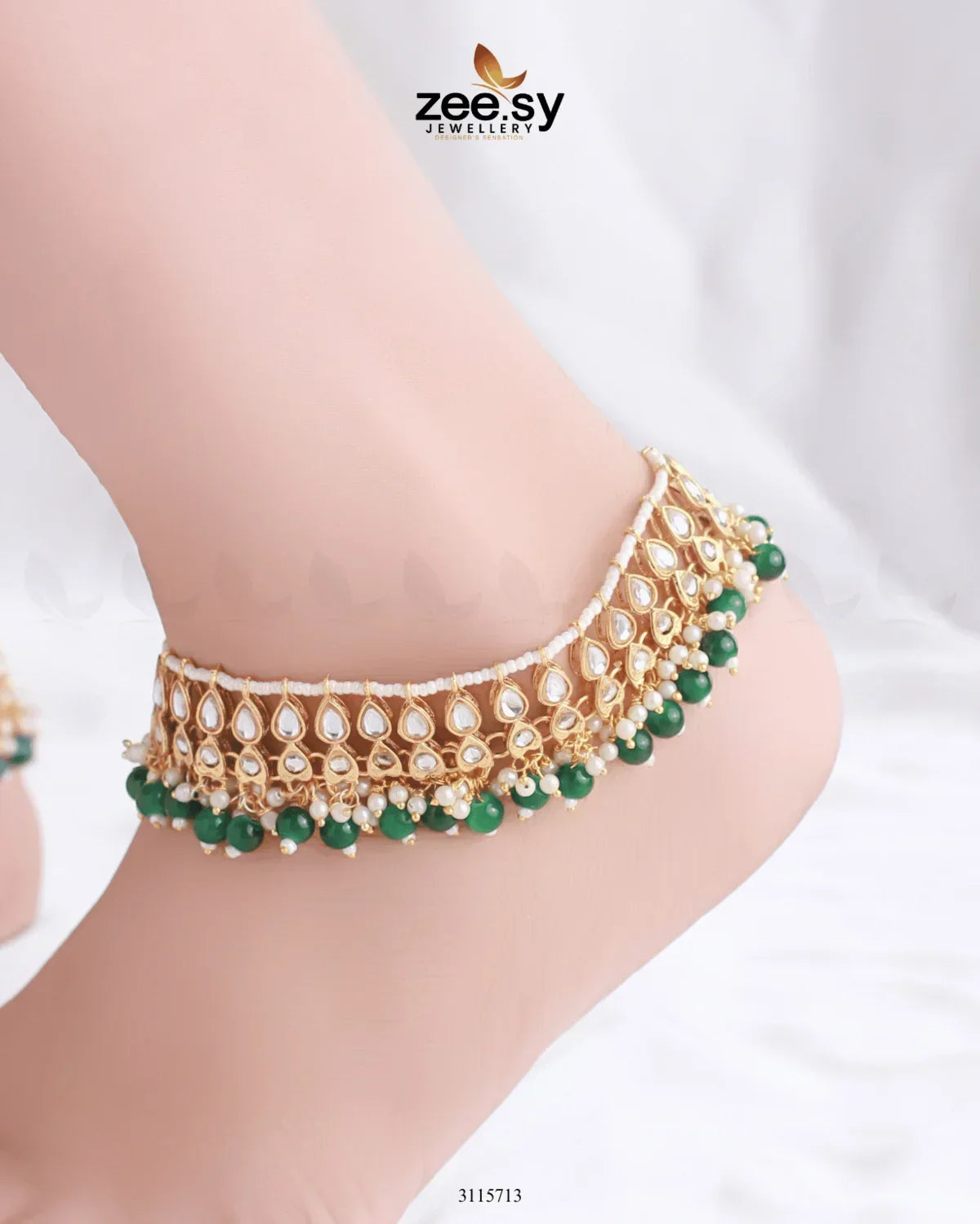 Atefeh Anklet Green - Zeesy Jewellery