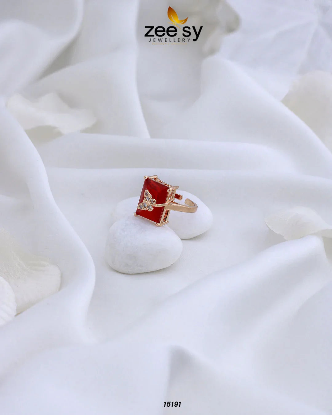 Butterfly Ring Red - Zeesy Jewellery