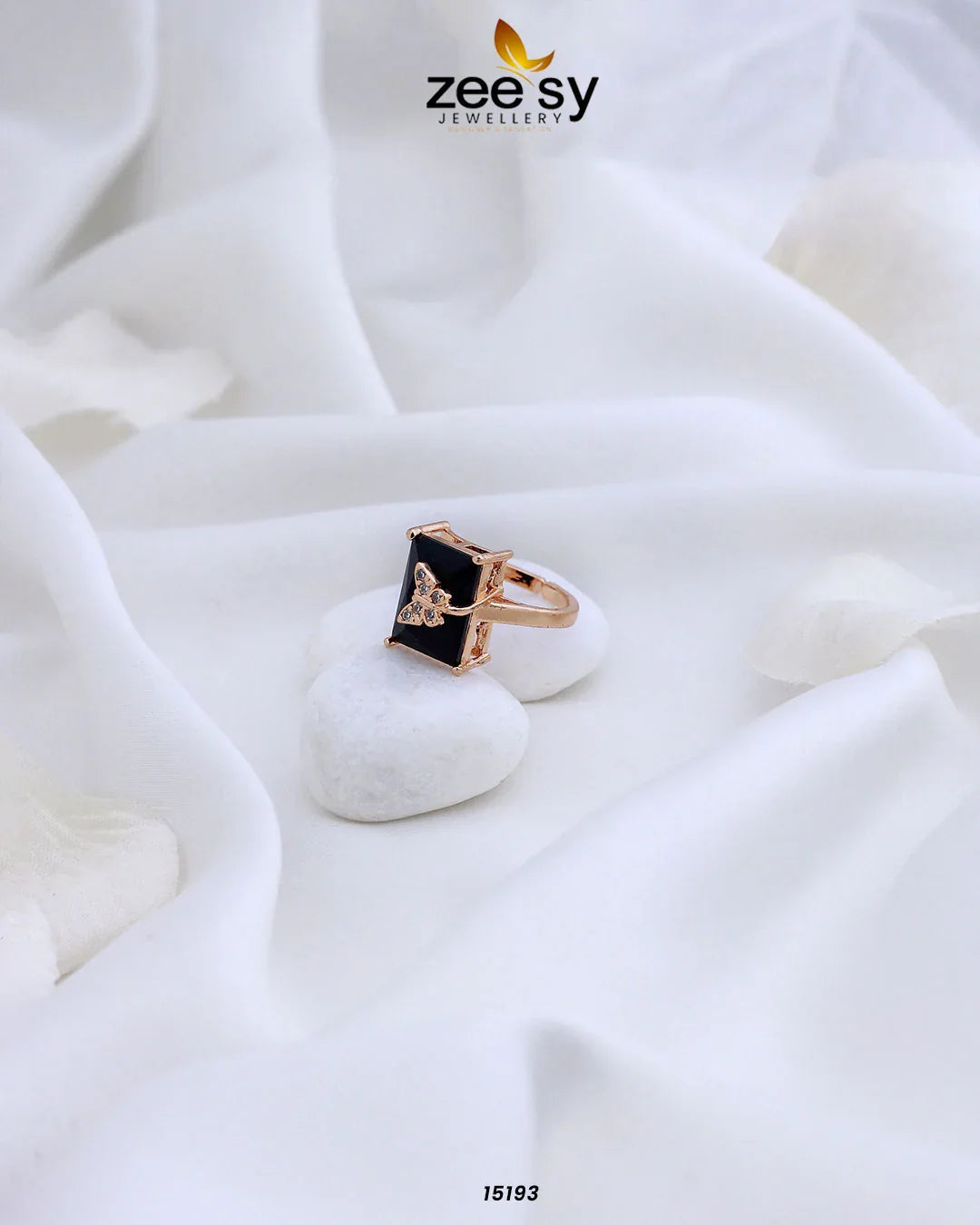 Butterfly Ring Black - Zeesy Jewellery