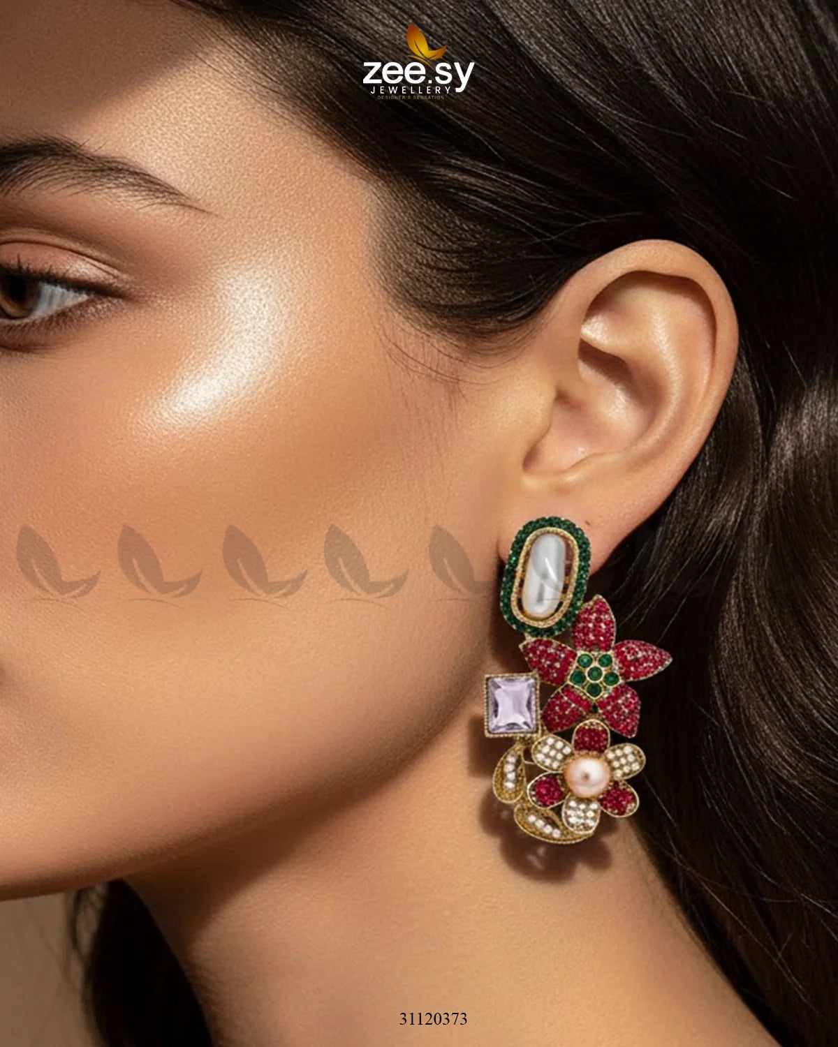 Baroque Garden Cluster Earrings Red and Green - Zeesy Jewellery