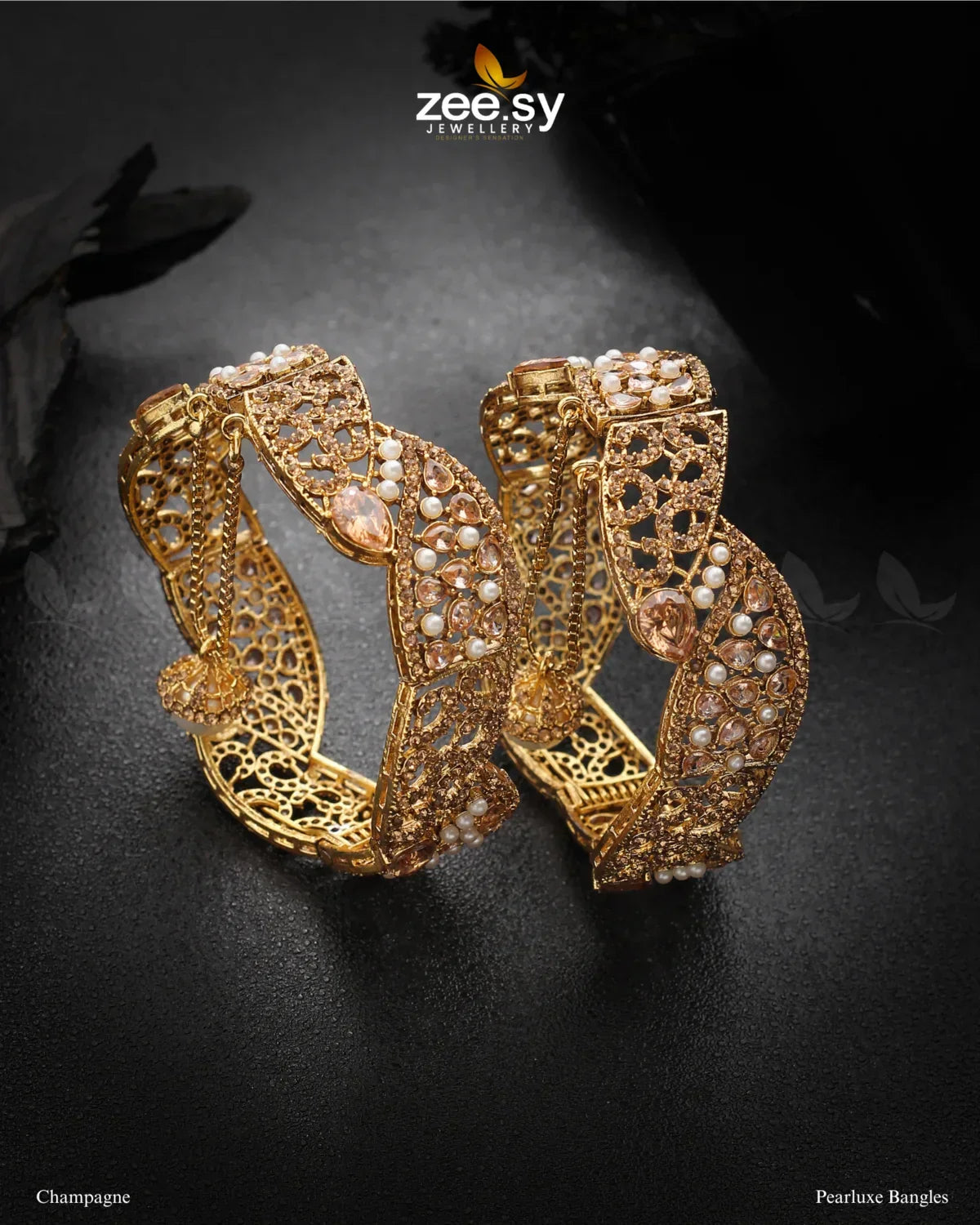 Pearluxe Bangles Champagne - Zeesy Jewellery