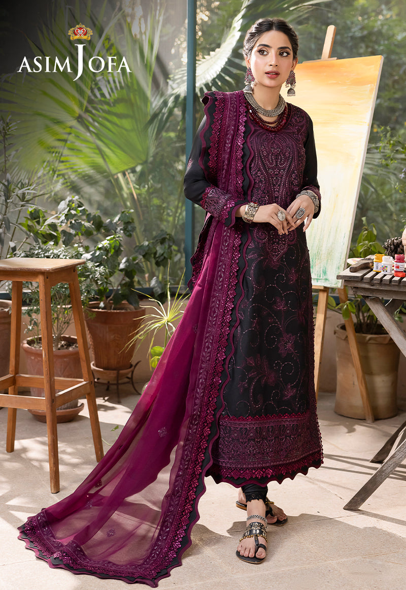 Asim Jofa Shadow Work '23 Ajsw-16 Embroidered Lawn Silk 3 Pcs