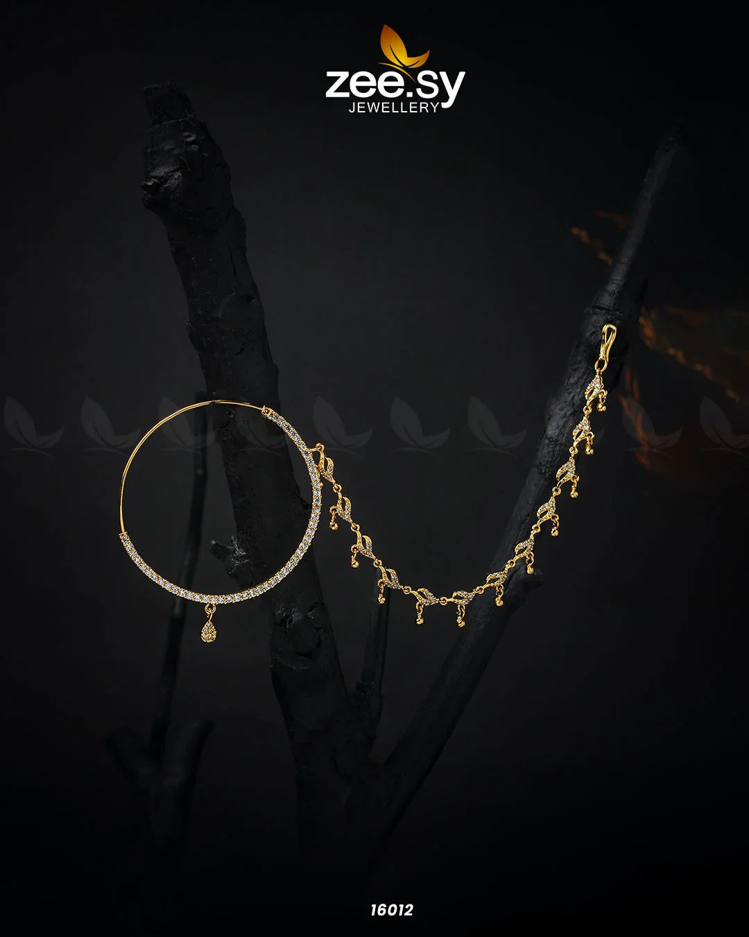 Bride Dazzling Nose Ring Golden - Zeesy Jewellery