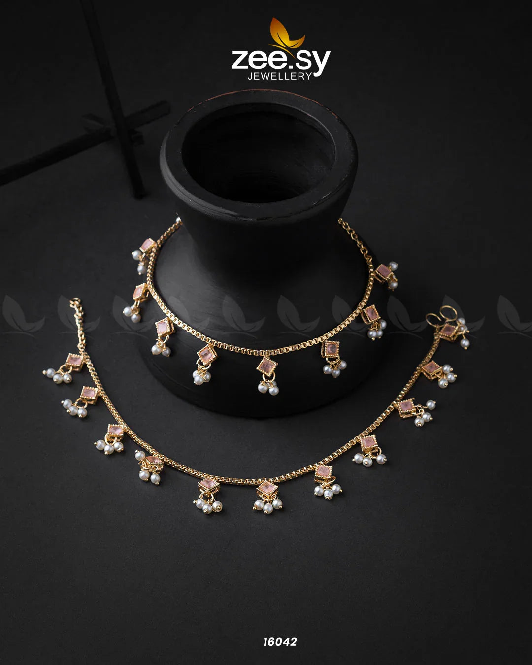 Cubic Anklets Mint Pink - Zeesy Jewellery