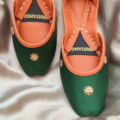 Green Embroidery Women Khussa E012 - Bustangi