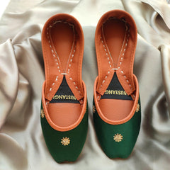 Green Embroidery Women Khussa E012 - Bustangi