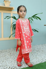 Zeenat By Khanak Kids 2025-Peach Pink Embroidered 2Pcs Suit KST 077