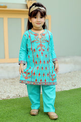 Zeenat By Khanak Kids 2025-Electric Blue Embroidered 2Pcs Suit KST 079