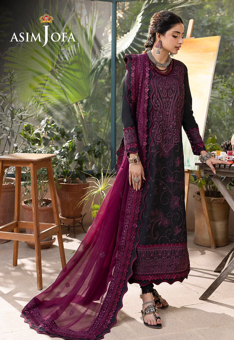 Asim Jofa Shadow Work '23 Ajsw-16 Embroidered Lawn Silk 3 Pcs