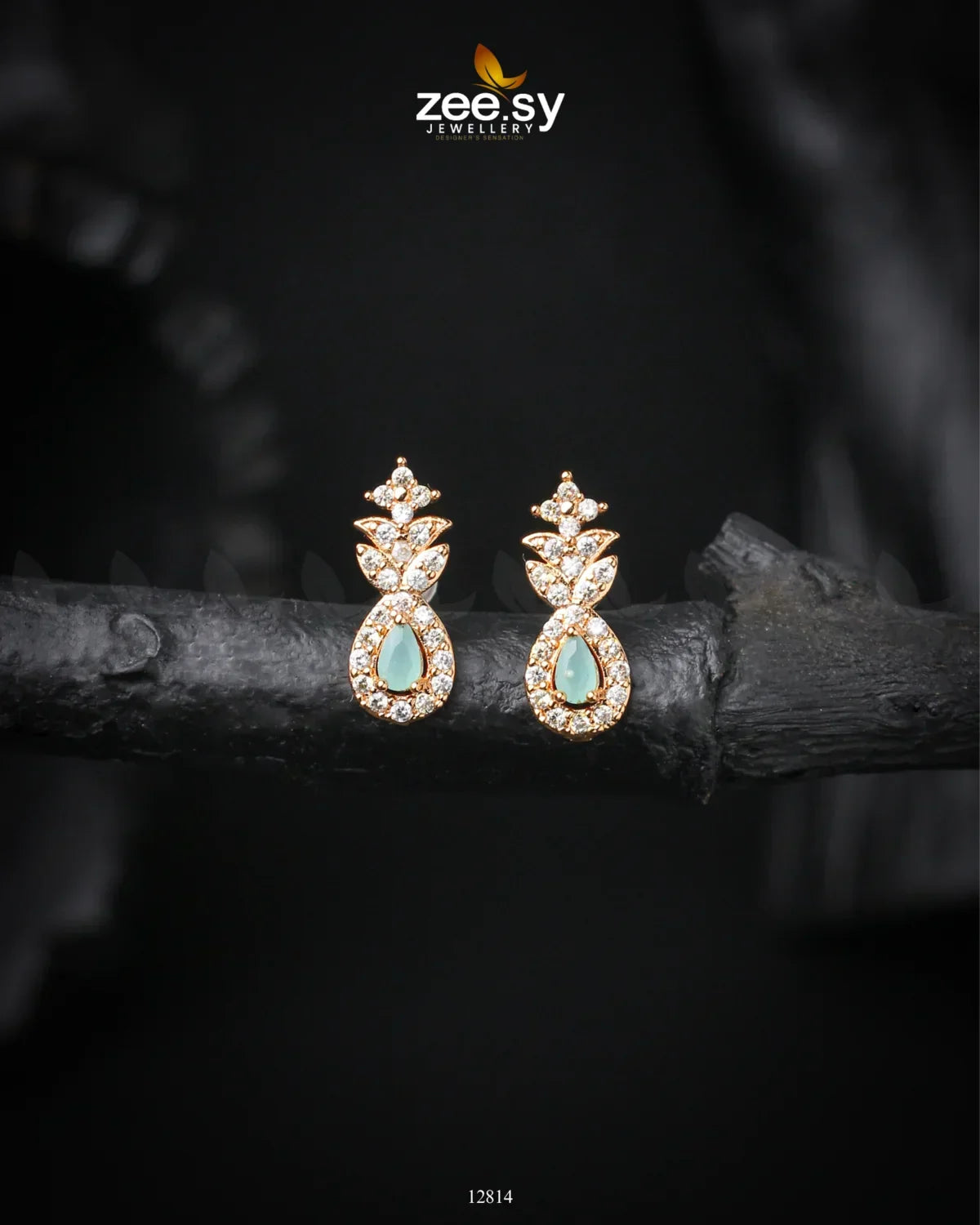 Diana's Earrings Golden Mint Green - Zeesy Jewellery