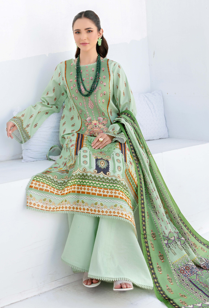 Saira Bano By Humdum Unstitched 3 Piece Emb Lawn Collection'2024