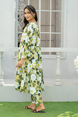 Mahroo Stitched 2 Piece Maxi Summer Collection'2025-T-FRK-003