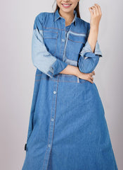 Hijab Ul Hareem Flap Pocket Denim Abaya - 0119-R-192