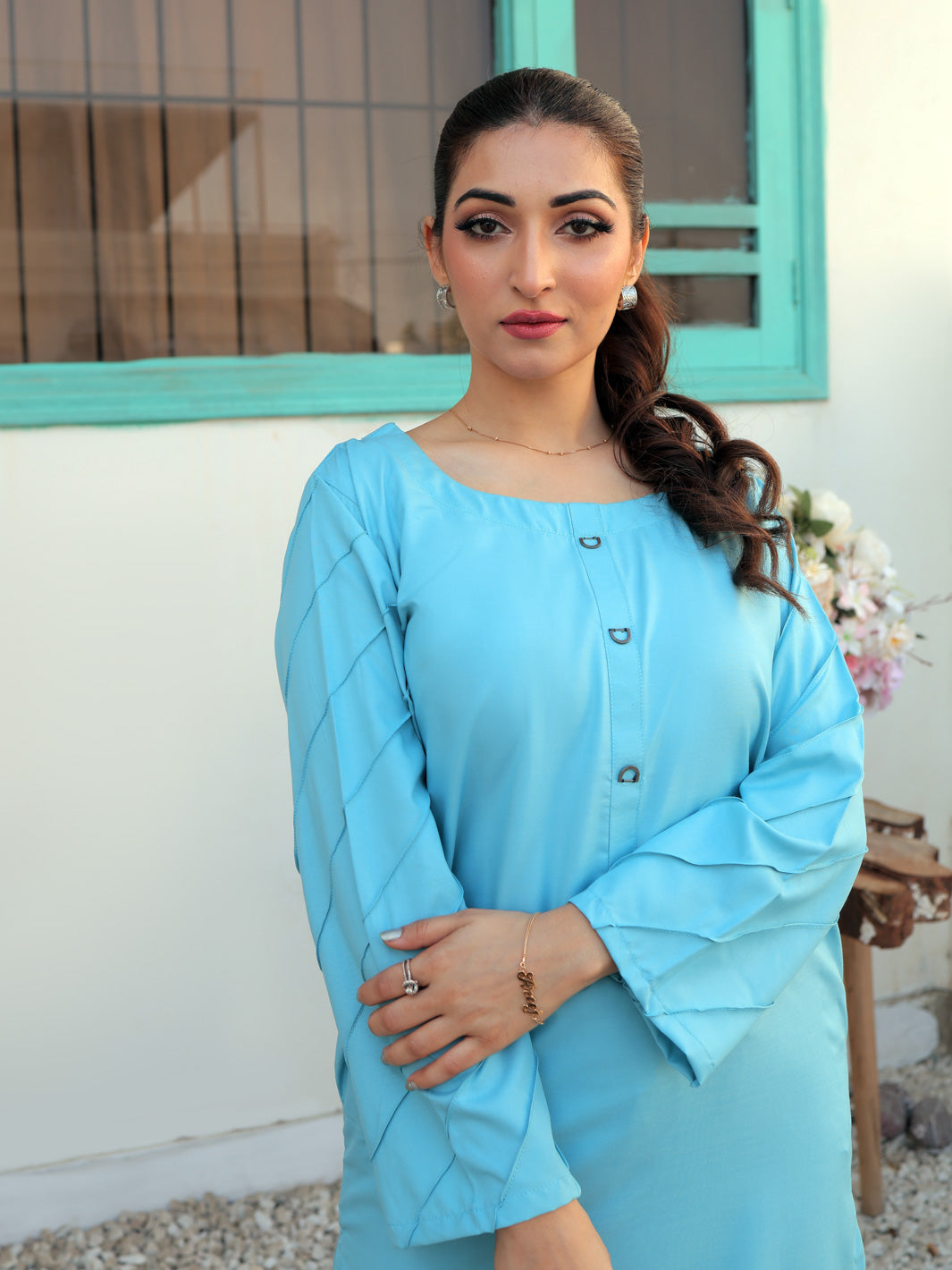 Ansha Co-Ord Set-Sky Blue For Women