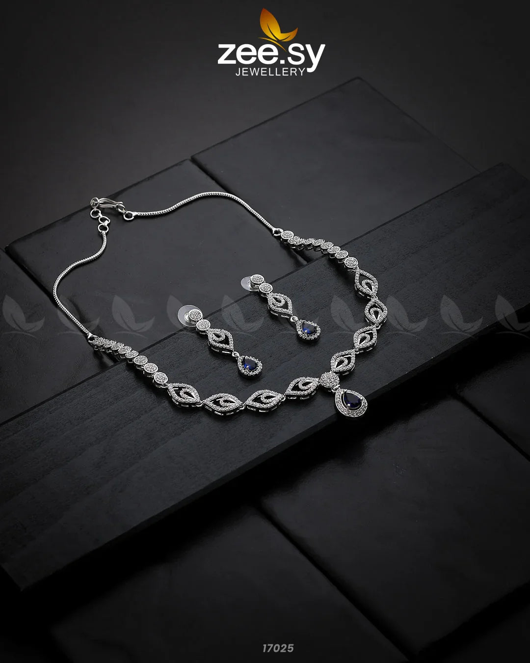 Exquisite Necklace Silver Blue - Zeesy Jewellery
