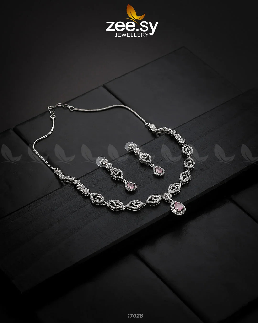 Exquisite Necklace Silver Mint Pink - Zeesy Jewellery