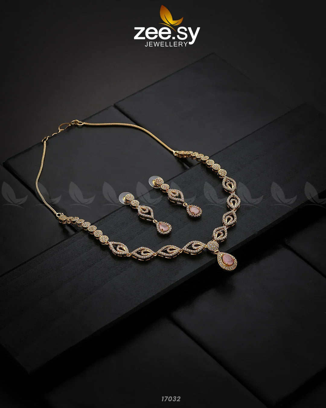 Exquisite Necklace Golden Mint Pink - Zeesy Jewellery