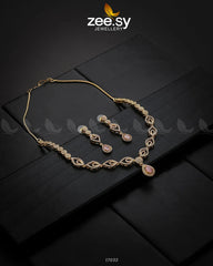Exquisite Necklace Golden Mint Pink - Zeesy Jewellery