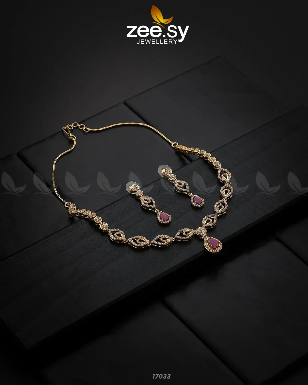 Exquisite Necklace Golden Ruby - Zeesy Jewellery