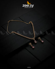 Nargis Zircon Necklace Golden Pink - Zeesy Jewellery