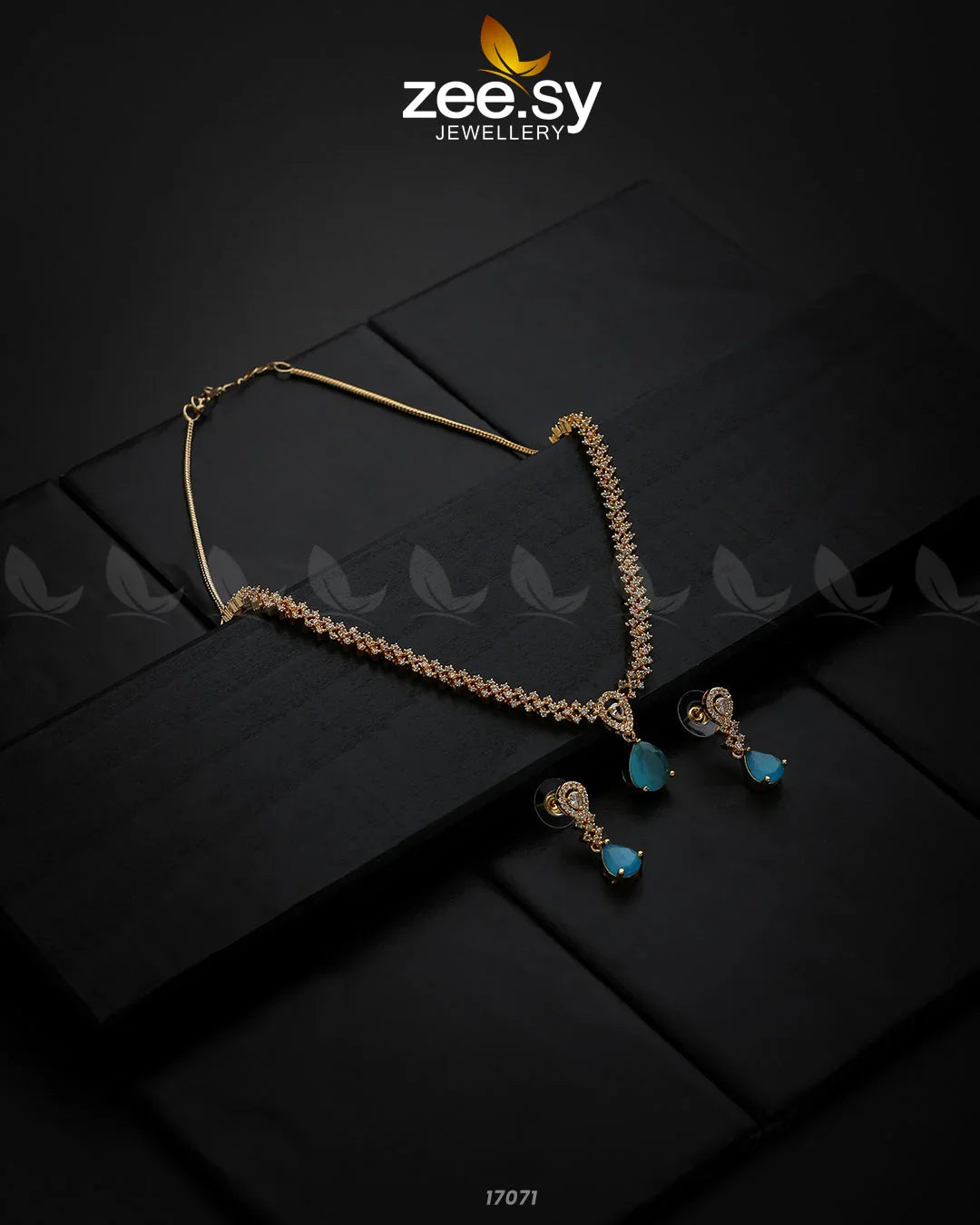 Nargis Zircon Necklace Golden Feroza - Zeesy Jewellery