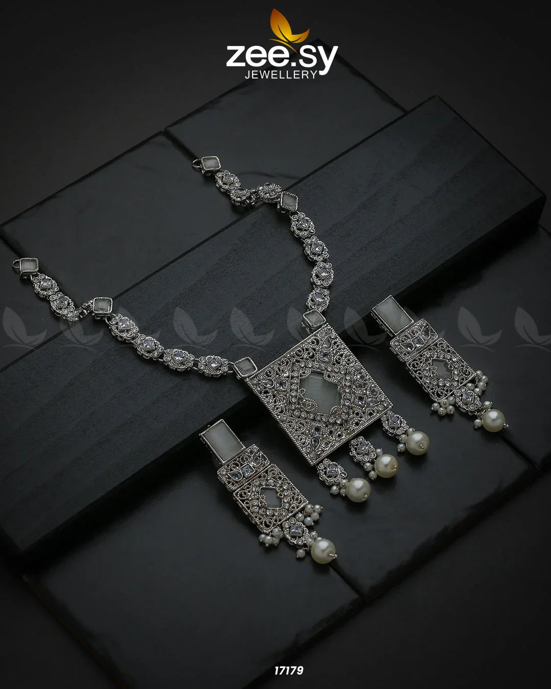 Captivating Crystals Necklace Silver White - Zeesy Jewellery