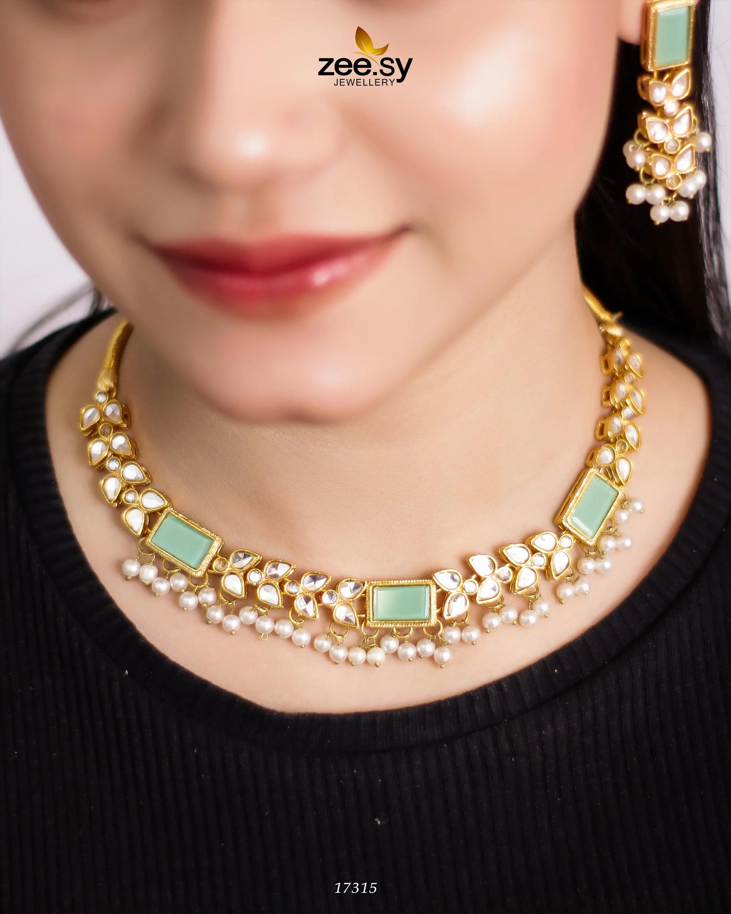 Stunning Necklace Mint Green - Zeesy Jewellery