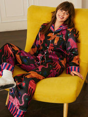 Studio By Arj She's Inn Stylish Leopard Print Women Nightwear Smoothy Silky Satin Pajama set Night Drees