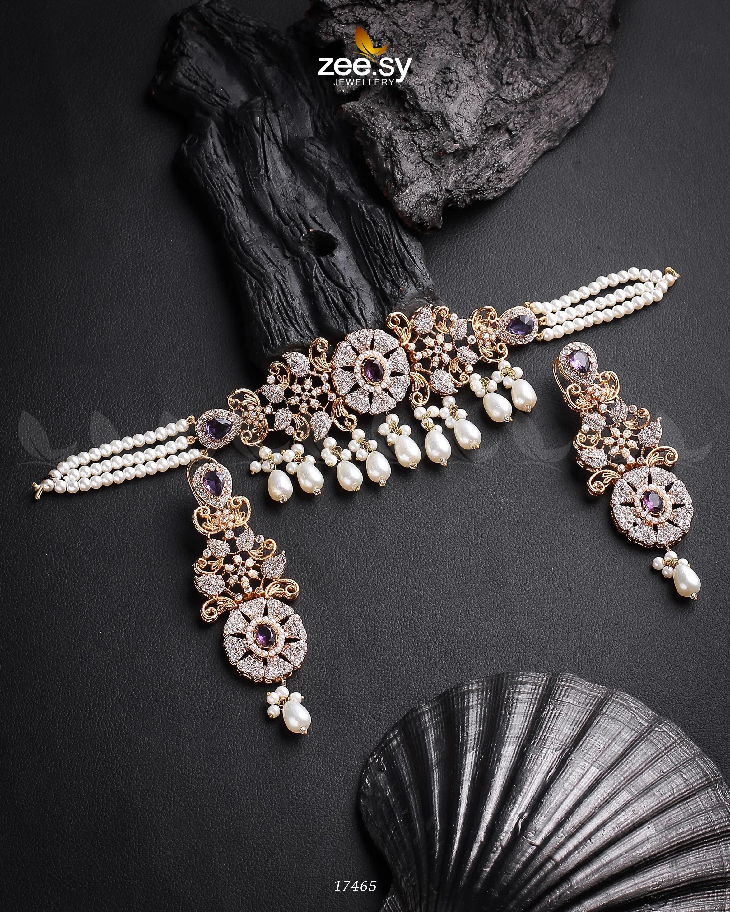 Meerub Necklace Golden Purple - Zeesy Jewellery