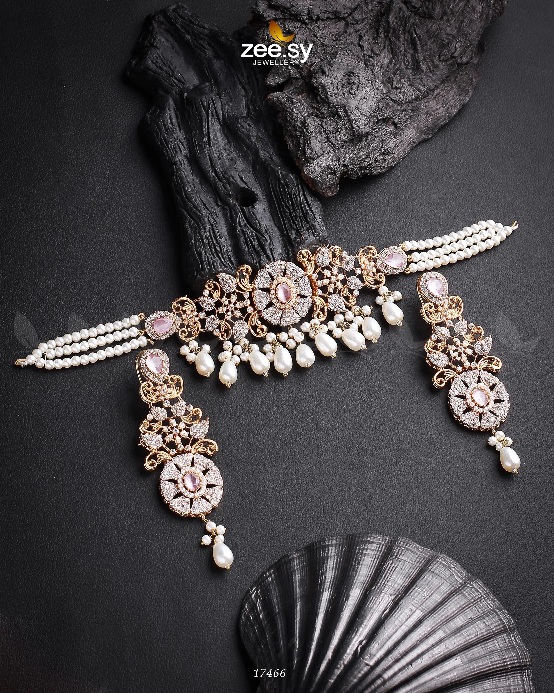 Meerub Necklace Golden Mint Pink - Zeesy Jewellery