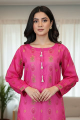 Festive Glow By Ahlam Vol-01-Fuchisa-Pink Kurta Set with Farshi Shalwar