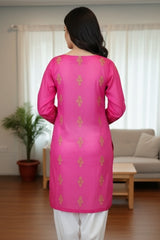 Festive Glow By Ahlam Vol-01-Fuchisa-Pink Kurta Set with Farshi Shalwar