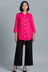 Urban Cut Elegant Cotton Red Stitched Shirt 1 Piece