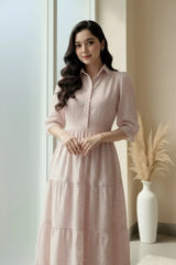 Urban Cut Light Pink Cotton Maxi Dress 1 Piece Casual Wear