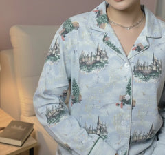 Urban Cut Women Pajama Suit Ã¢â‚¬â€œ Castle & Nature Print