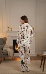 Urban Cut Women Pajama Suit  Christmas Cartoon Print