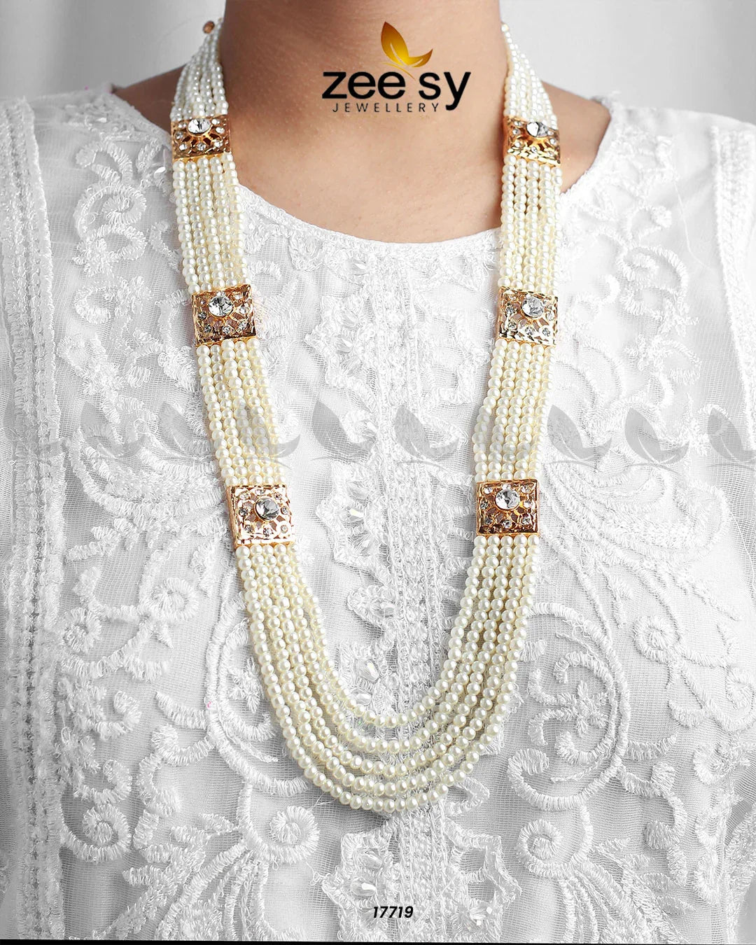 Luxe Malla Necklace Pearl white - Zeesy Jewellery