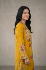 Amna Ali Nawaz Stitched 2 Pc Silk Kaftan Set - 2008