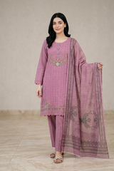 Amna Ali Nawaz Stitched 3 Pc Embroidered Suit - 8043 - (Lawn Cotton With Monarch Dupatta)
