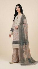 Amna Ali Nawaz Stitched 3 Pc Printed Embroidered Suit - 8053 - (Lawn Cotton With Monarch Dupatta)