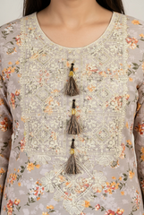 Amna Ali Nawaz Stitched 3 Pc Printed Embroidered Suit - 8053 - (Lawn Cotton With Monarch Dupatta)