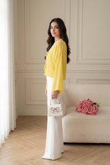 Amna Ali Nawaz Stitched Blouse-Front Bow-Butter Yellow