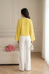 Amna Ali Nawaz Stitched Blouse-Front Bow-Butter Yellow
